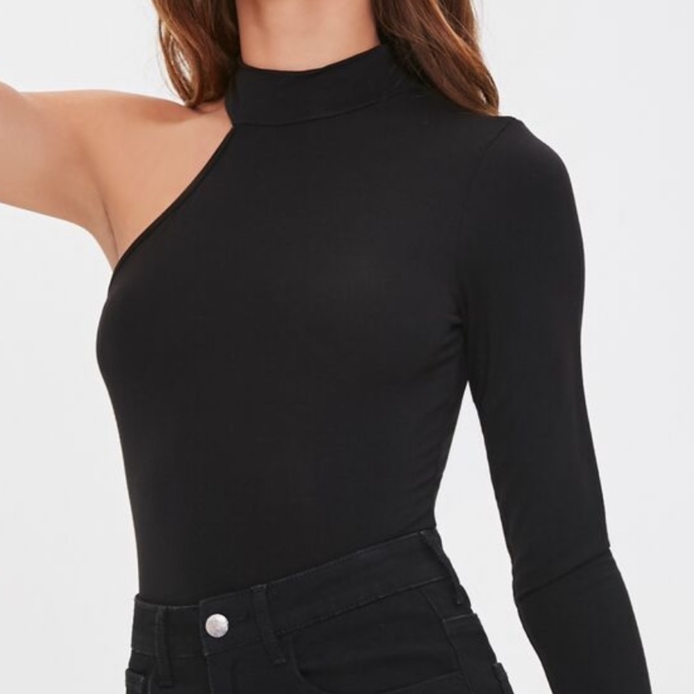 Forever 21 one sleeve mock neck bodysuit